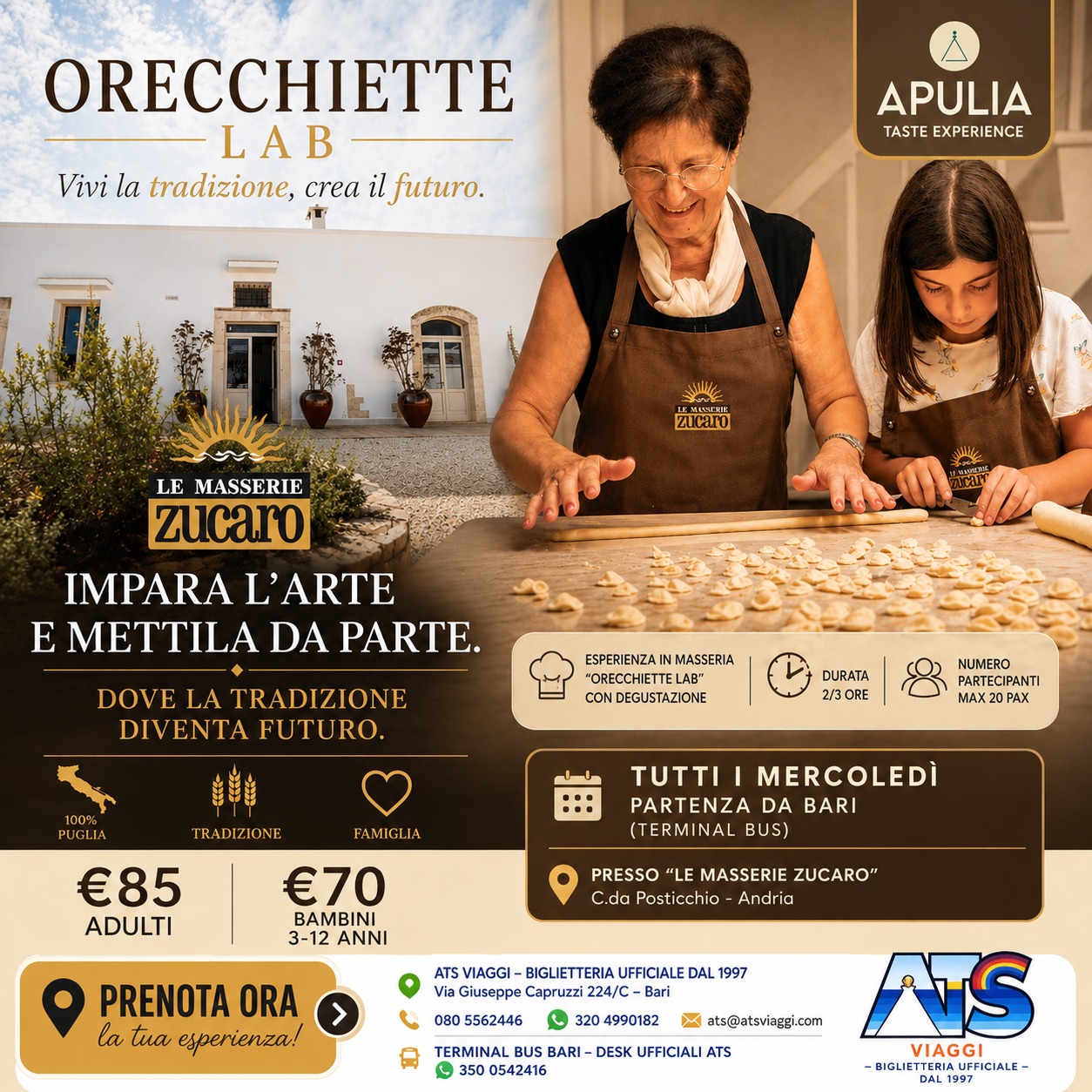 SCOPRI LA VERA TRADIZIONE PUGLIESE CON ORECCHIETTE LAB